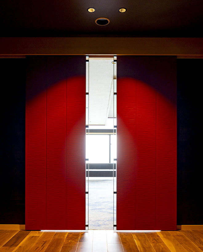 red lacquered doors