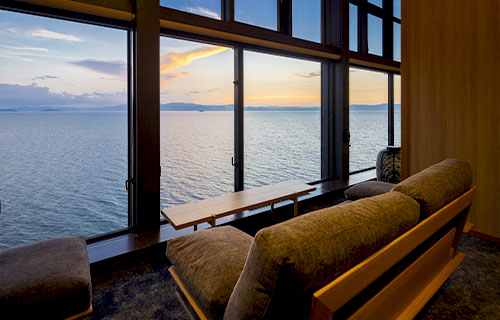 Sunset View of Lake Biwa from the Lounge